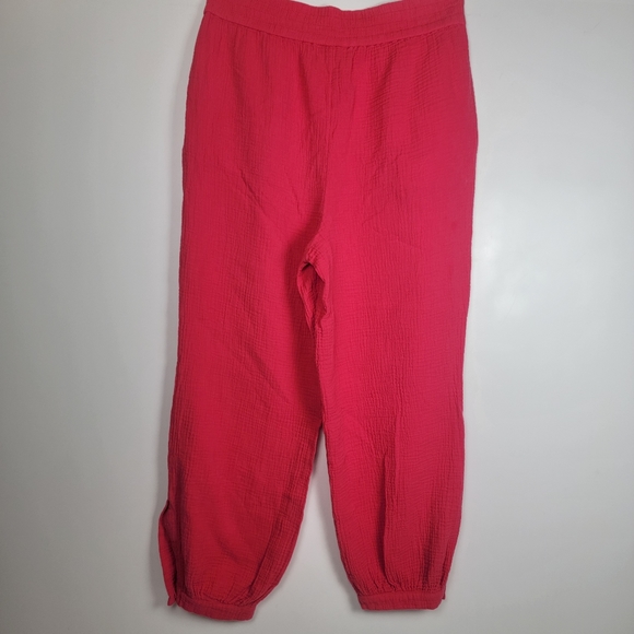Anthropologie Weekdays Coral Cotton Jogger Style Pants with Button Hem, EUC, szM - Picture 2 of 10